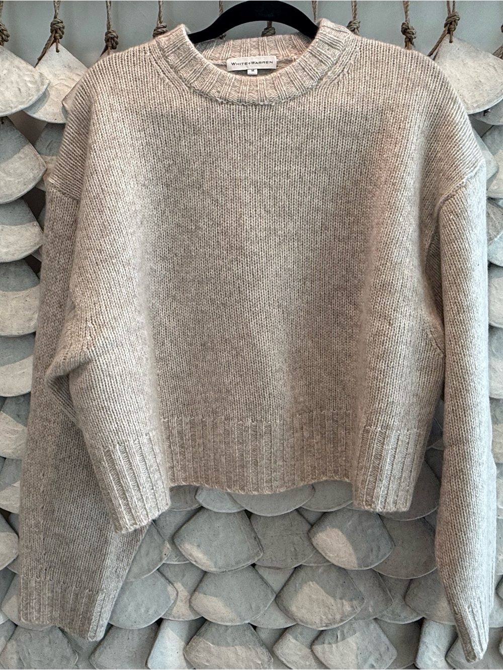 White + Warren Heathered oat Crewneck Sweater